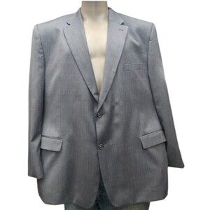 Henry Grethel Gray Size 54L Mens Suit Coat Poly/Wool Blend